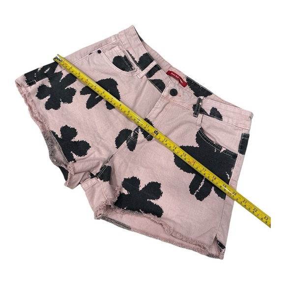 Smoke Rise Red Black Jean Shorts with Bold Floral Print size L - Picture 10 of 13